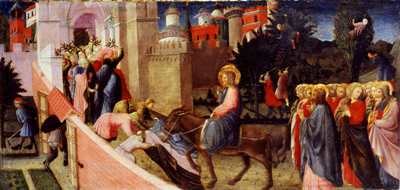 Pietro di Giovanni d'Ambrogio:  Krisztus bevonulása Jeruzsálembe (1435–1440)